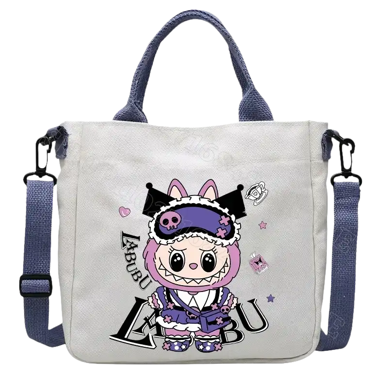Canvas tote bag with cartoon character.