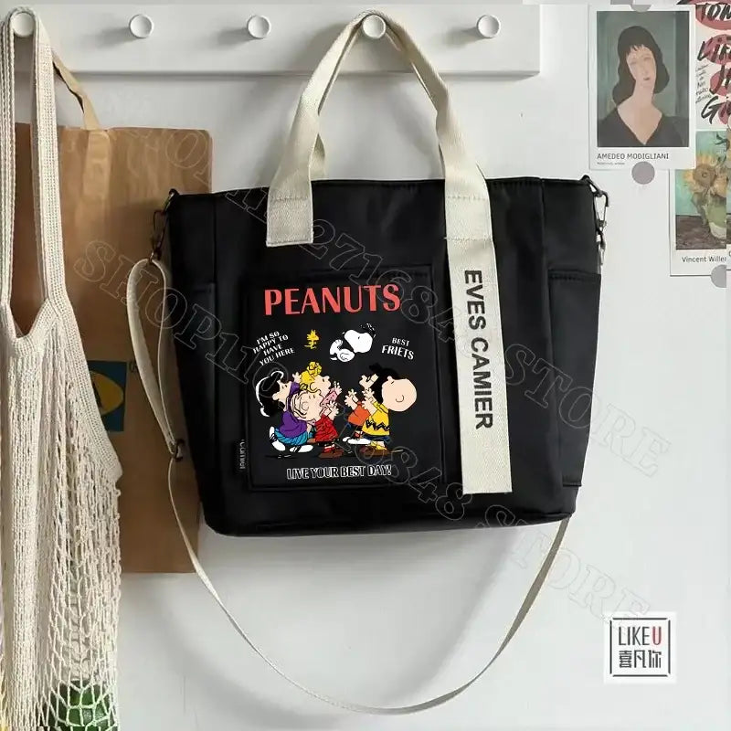 Black Peanuts tote bag.