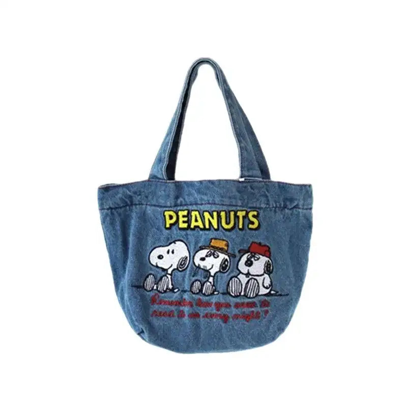 Denim Peanuts tote bag.
