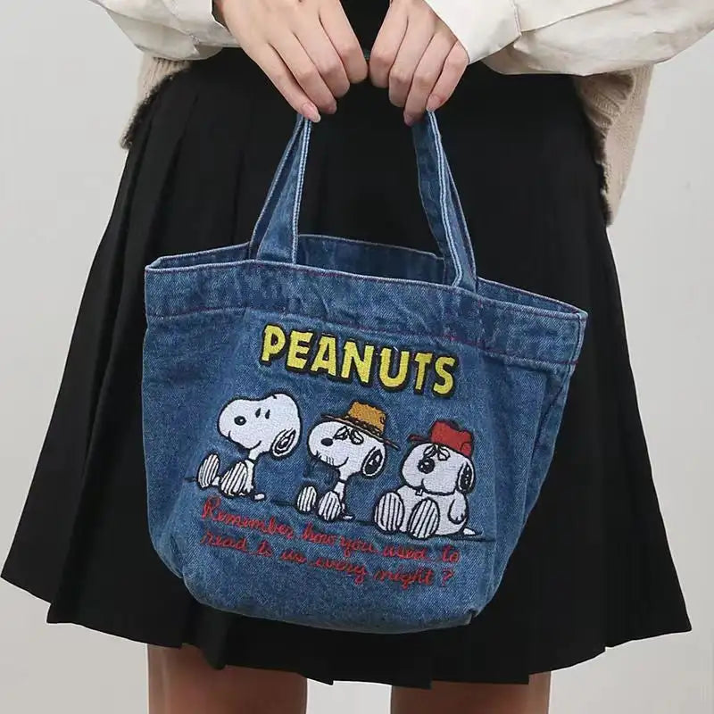 Denim Peanuts tote bag.