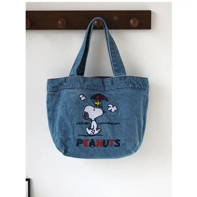 Denim Snoopy tote bag.