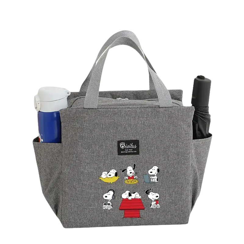 Gray Snoopy lunch bag.