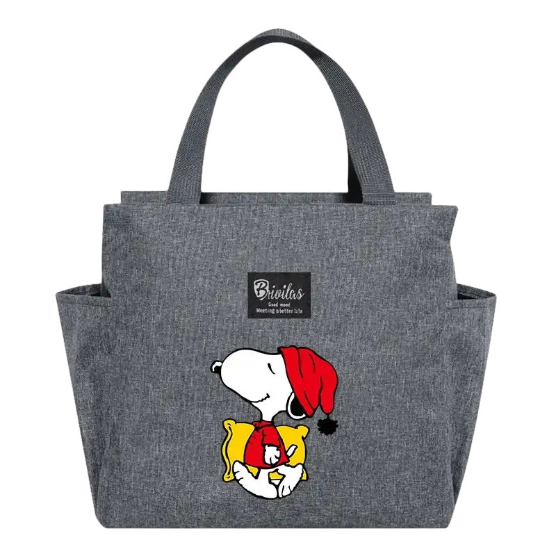 Gray Snoopy tote bag.
