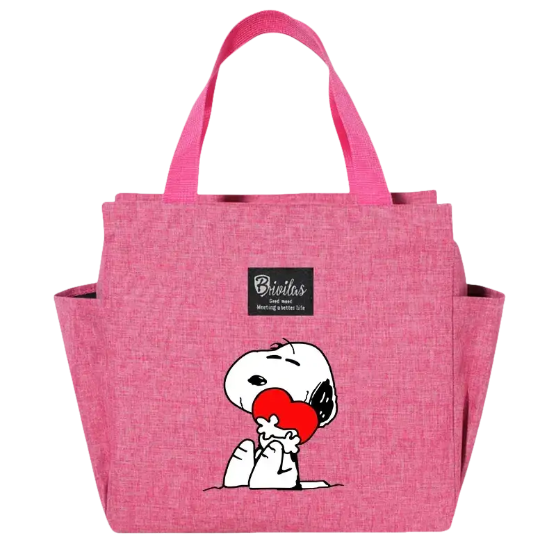 Pink Snoopy tote bag.