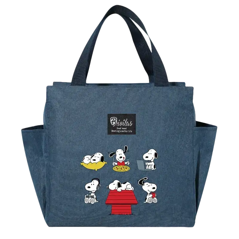 Blue Snoopy tote bag.