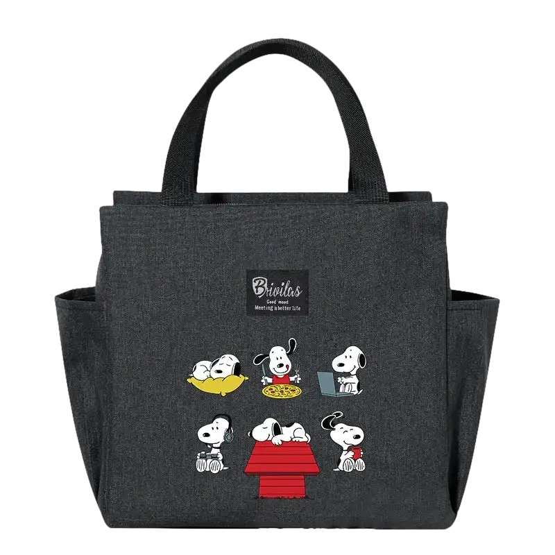Gray Snoopy lunch bag.