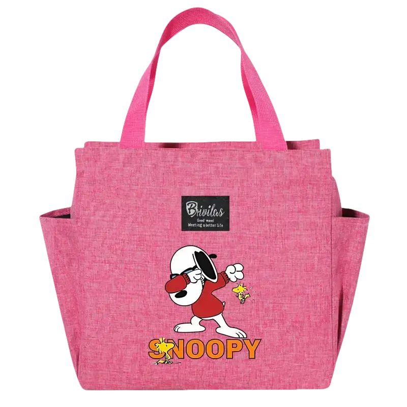 Pink Snoopy tote bag.