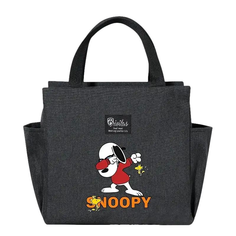 Gray Snoopy lunch bag.