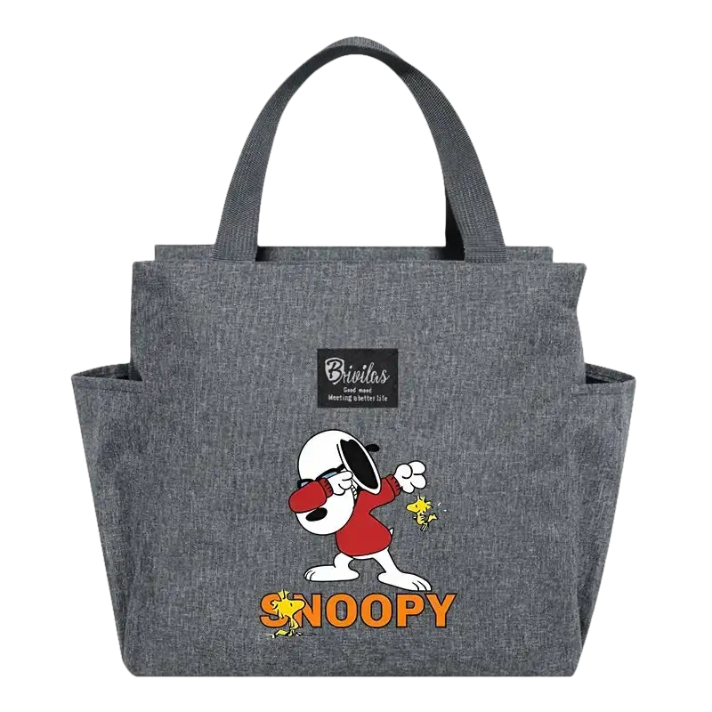 Gray Snoopy tote bag.