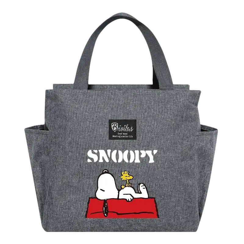 Gray Snoopy tote bag.