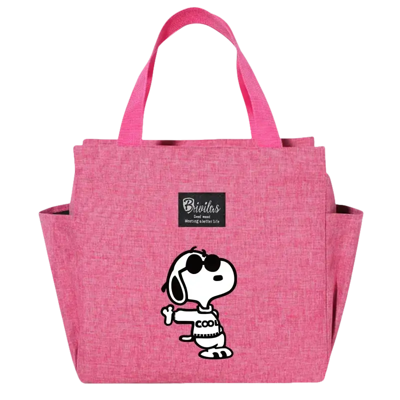 Pink Snoopy tote bag.