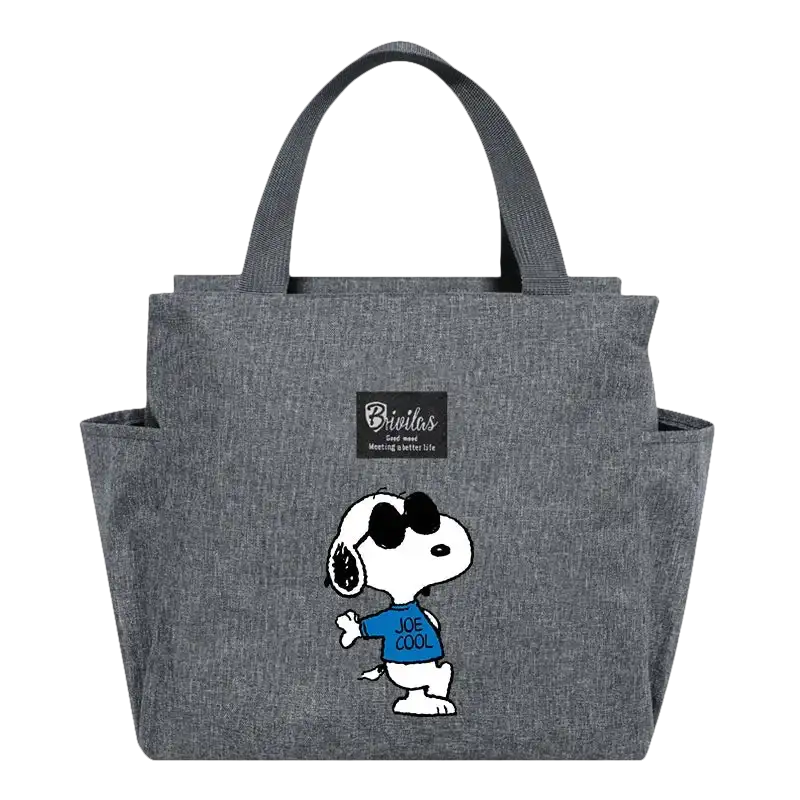 Gray Snoopy tote bag.