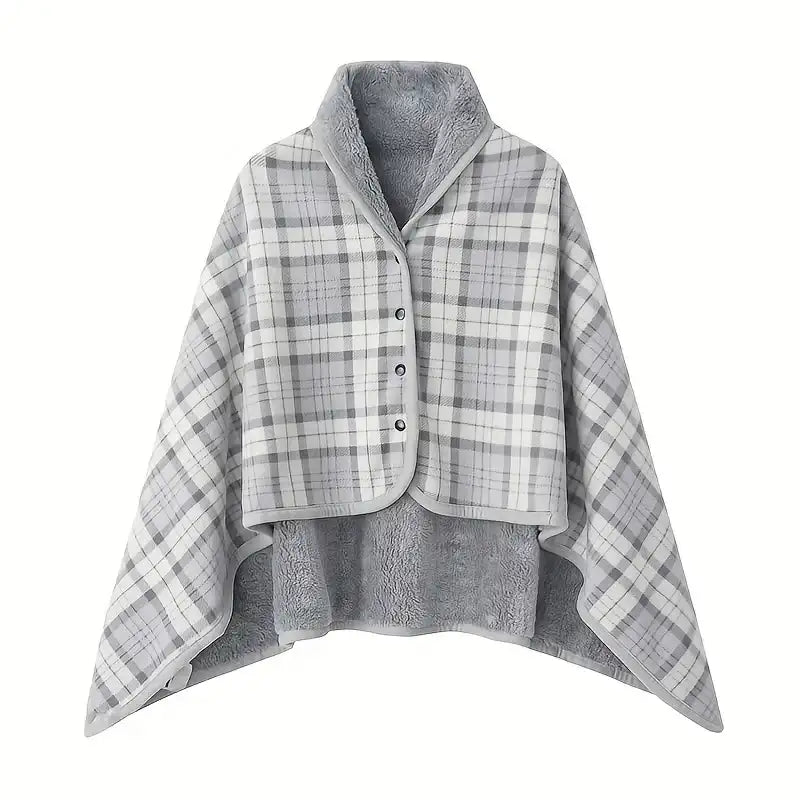 1pc Wearable Blankets Shawl Blanket Flannel Lazy Casual Office Blanket - Blue