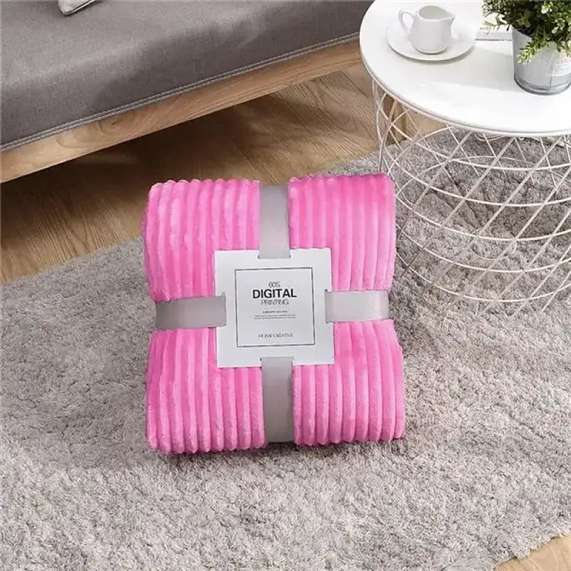 Striped Flannel Blankets For Beds Solid Pink Blue Color Soft Warm Mink Throw Sofa Cover Bedspread Beach Airplane Travel
