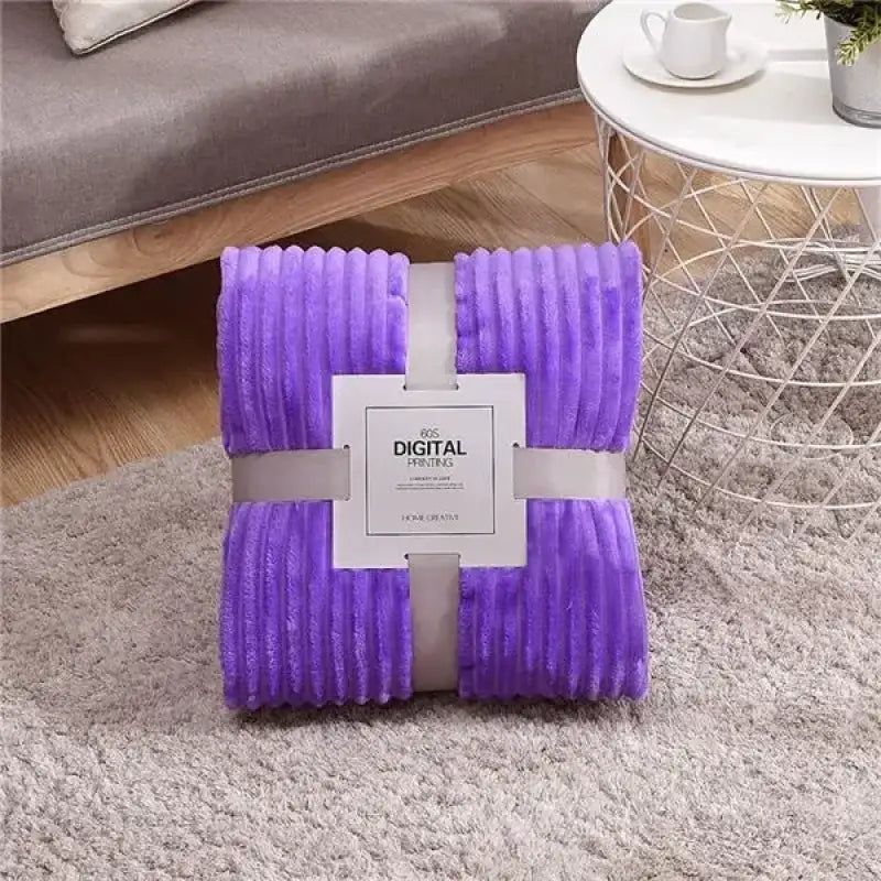 Striped Flannel Blankets For Beds Solid Pink Blue Color Soft Warm Mink Throw Sofa Cover Bedspread Beach Airplane Travel