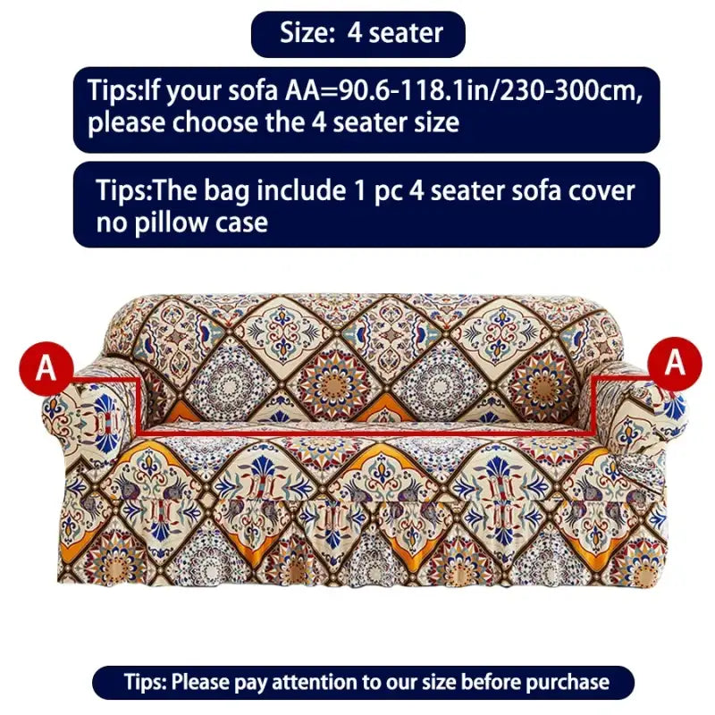 1 PC Printed sofa cover with skirt high elasticity soft hand feel pet stain resistant decorative sofa