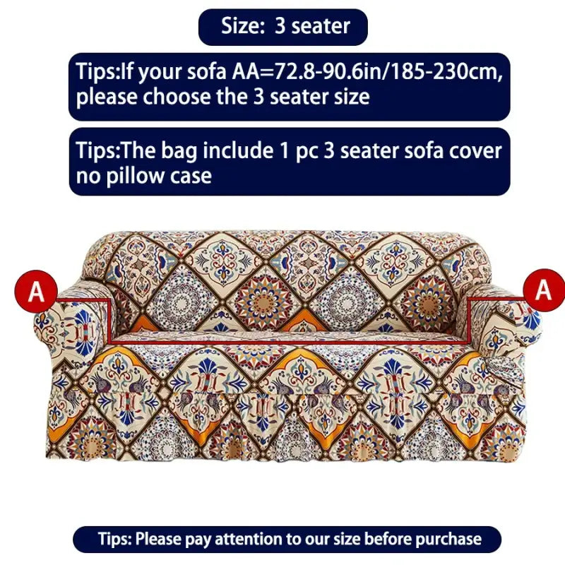 1 PC Printed sofa cover with skirt high elasticity soft hand feel pet stain resistant decorative sofa
