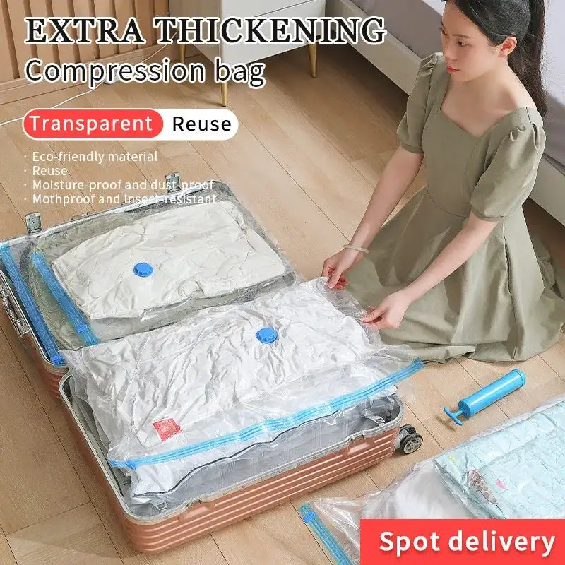 5/12/48PCS Vacuum Storage Bags For Clothes,Bedding,Space Saving Bags Storage Vacuum Seal Packet,Folding Compressed
