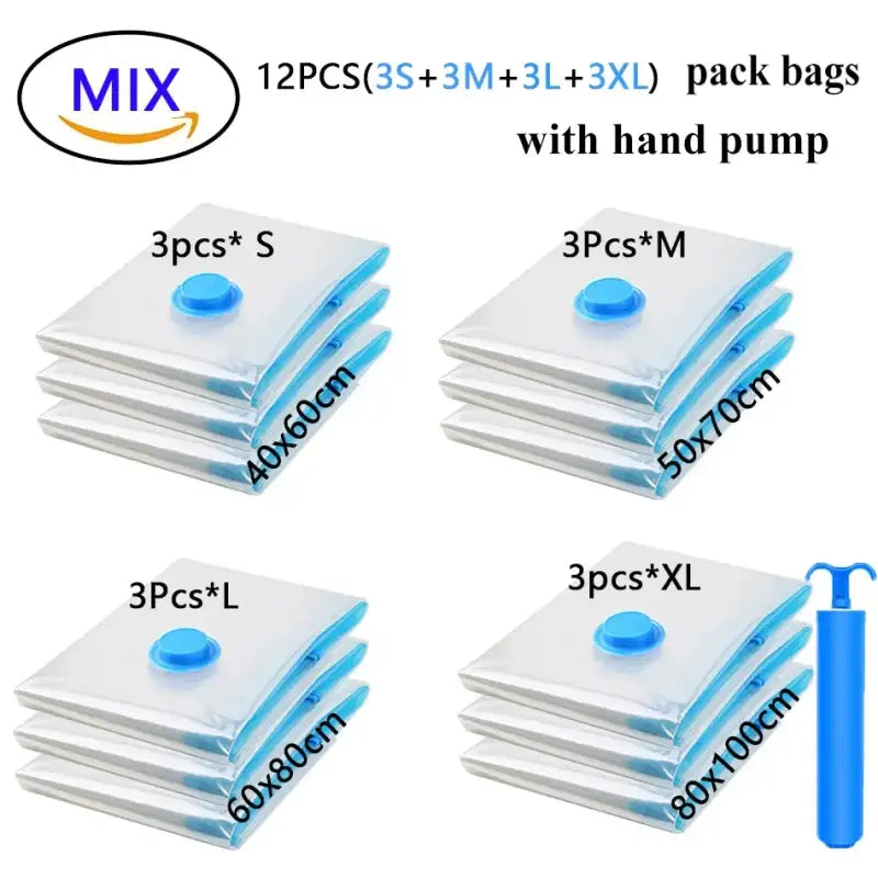 5/12/48PCS Vacuum Storage Bags For Clothes,Bedding,Space Saving Bags Storage Vacuum Seal Packet,Folding Compressed