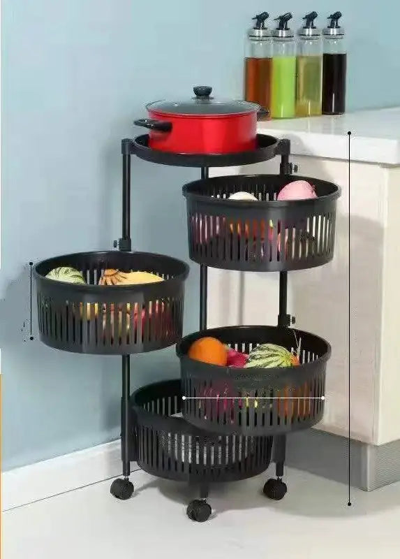SpinShelf - Multilayer Kitchen Storage - Black / Fourth floor