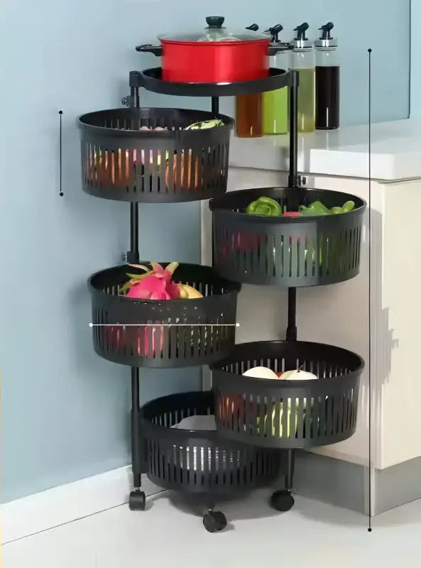 SpinShelf - Multilayer Kitchen Storage - Black / Fifth floor