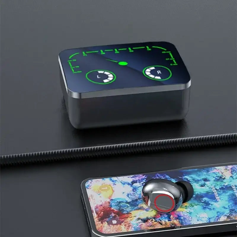 Wireless earbuds charging case.