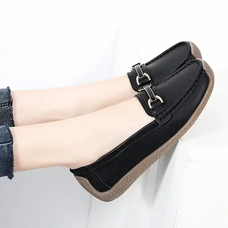 2024 New Spring /summer Women Flats Genuine Leather Moccasins Woman Casual Shoes Slip-on Loafers Female Boat Big Size