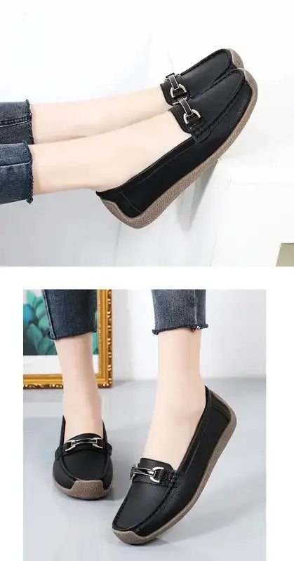 2024 New Spring /summer Women Flats Genuine Leather Moccasins Woman Casual Shoes Slip-on Loafers Female Boat Big Size