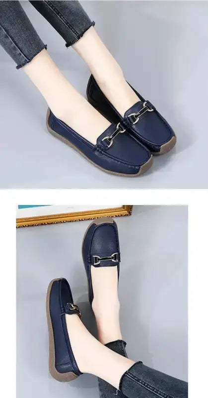 2024 New Spring /summer Women Flats Genuine Leather Moccasins Woman Casual Shoes Slip-on Loafers Female Boat Big Size