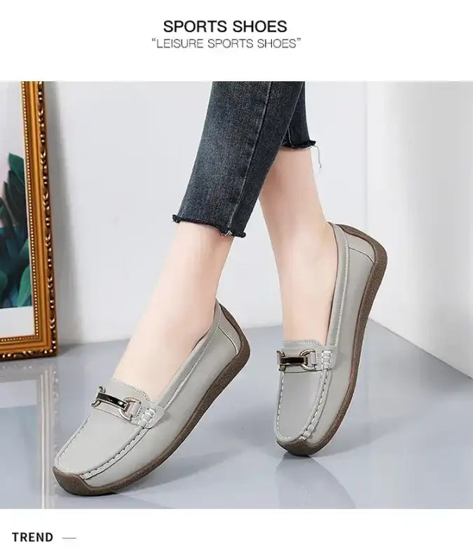 2024 New Spring /summer Women Flats Genuine Leather Moccasins Woman Casual Shoes Slip-on Loafers Female Boat Big Size