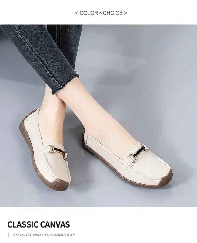 2024 New Spring /summer Women Flats Genuine Leather Moccasins Woman Casual Shoes Slip-on Loafers Female Boat Big Size