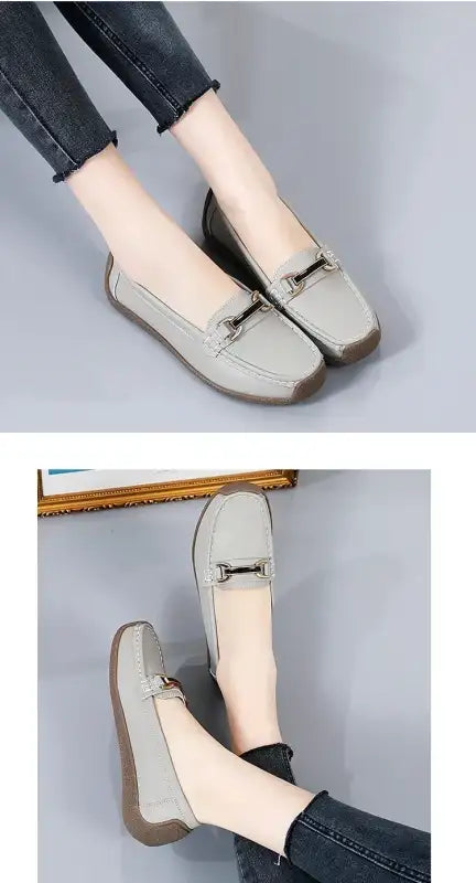 2024 New Spring /summer Women Flats Genuine Leather Moccasins Woman Casual Shoes Slip-on Loafers Female Boat Big Size