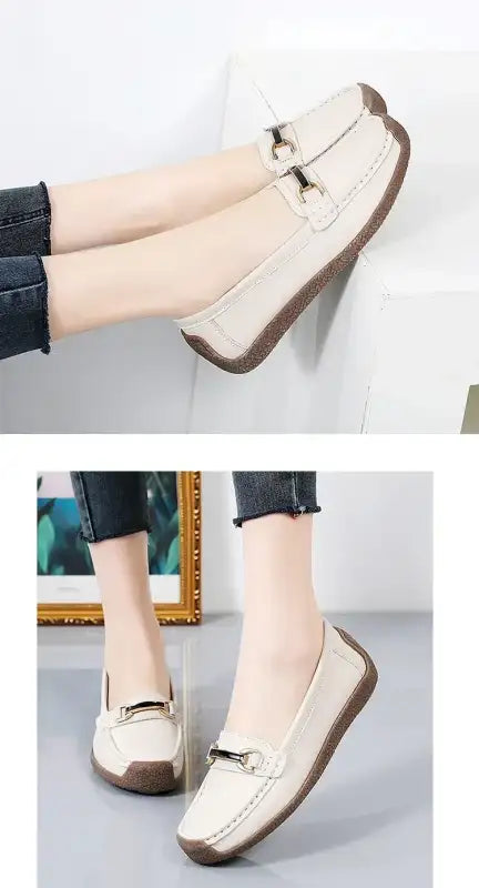 2024 New Spring /summer Women Flats Genuine Leather Moccasins Woman Casual Shoes Slip-on Loafers Female Boat Big Size