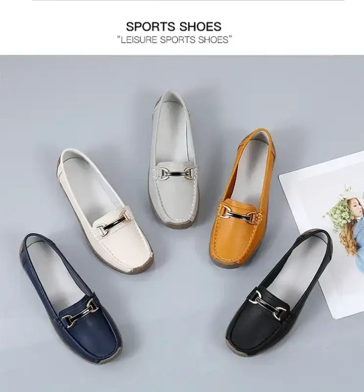 2024 New Spring /summer Women Flats Genuine Leather Moccasins Woman Casual Shoes Slip-on Loafers Female Boat Big Size