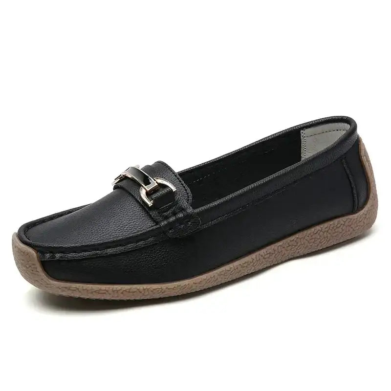2024 New Spring /summer Women Flats Genuine Leather Moccasins Woman Casual Shoes Slip-on Loafers Female Boat Big Size