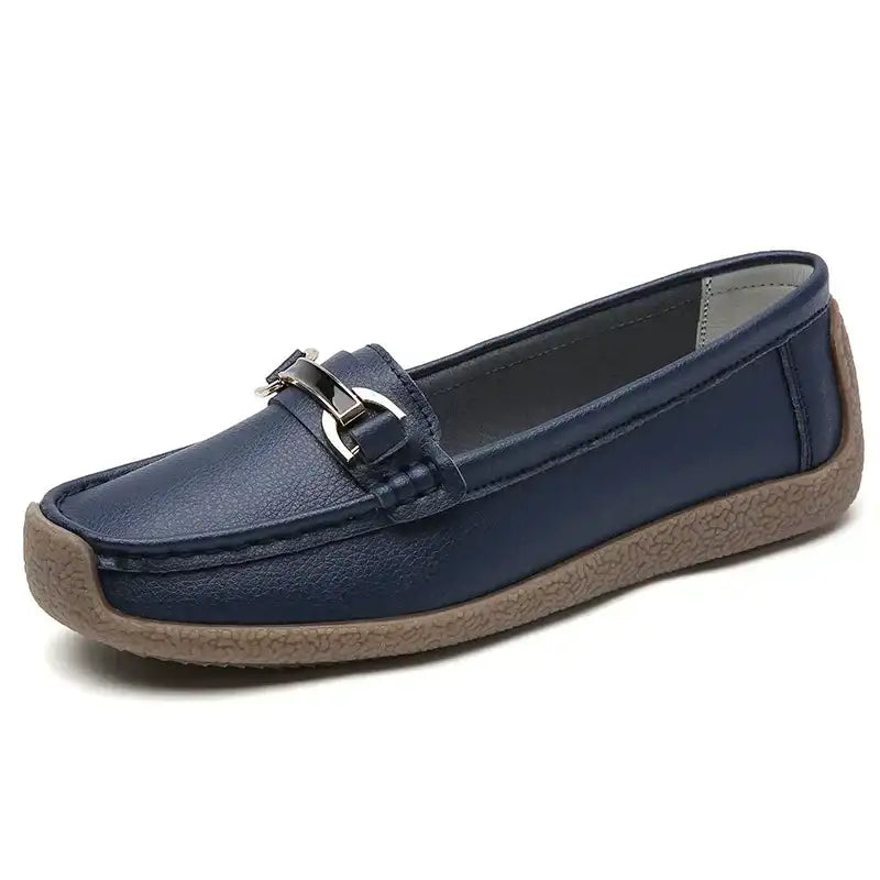 2024 New Spring /summer Women Flats Genuine Leather Moccasins Woman Casual Shoes Slip-on Loafers Female Boat Big Size