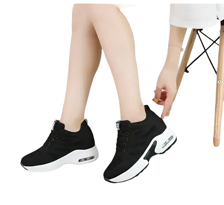 Black platform sneakers.