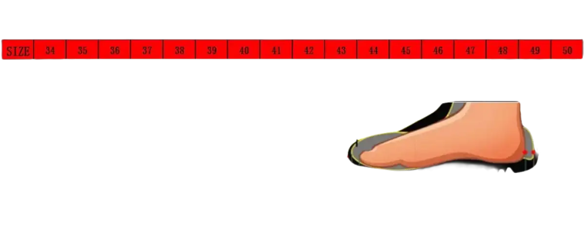 Shoe size chart.