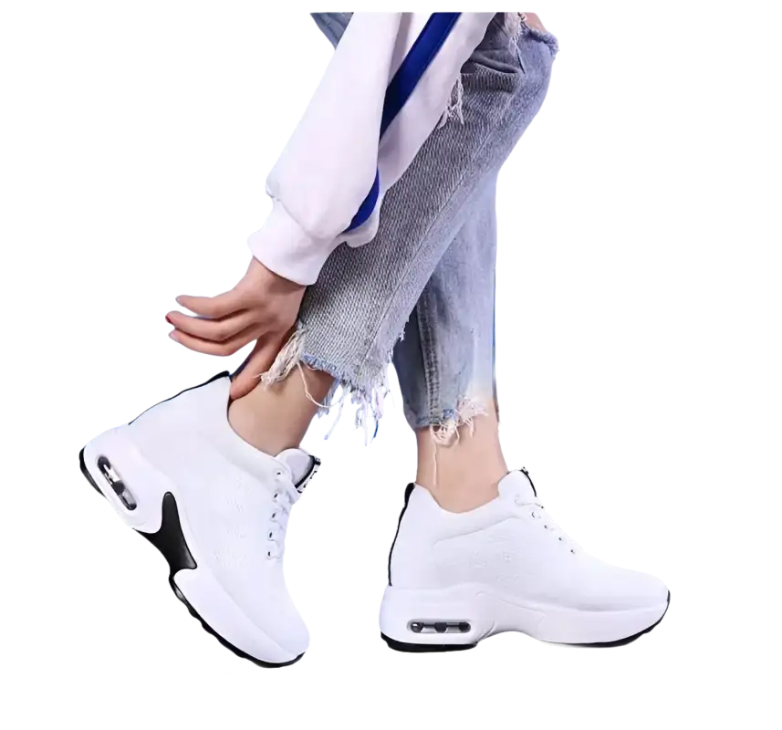 White platform sneakers.