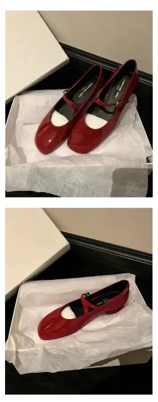 Women Patent Leather Mary Janes Shoes Ladies Summer New Fashion Square Toe Comfortable Pointed Toe Ballet Flat Casual