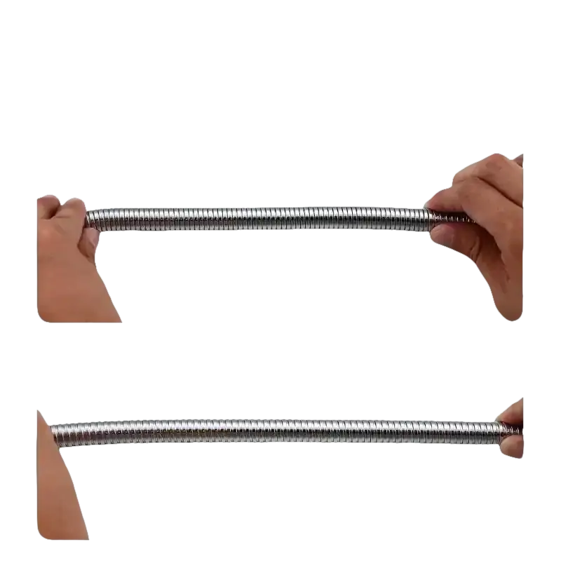 Extendable metal hose.