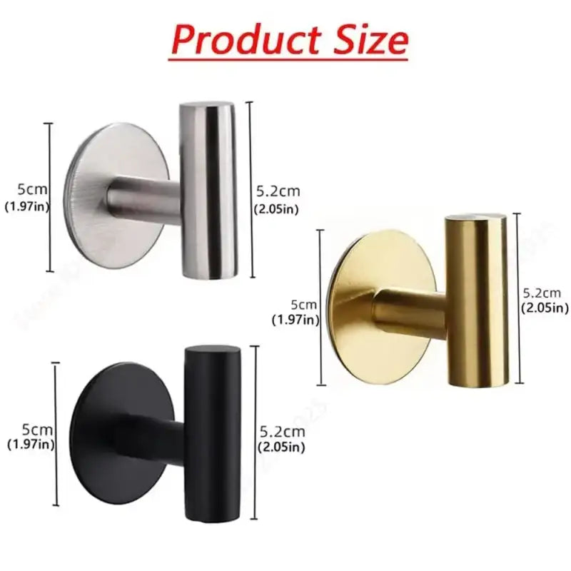 1/2PCS Adhesive Wall Hook Stainless Steel Robe Sticker Hooks Towel Coat Key Pants Hangers Bathroom Kitchen Storage