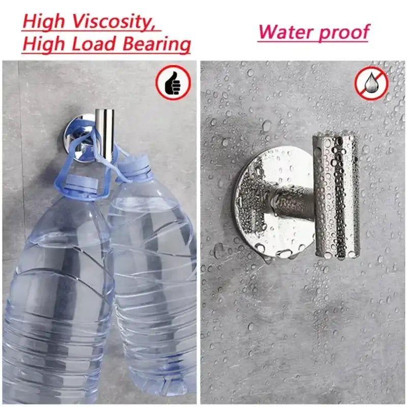 1/2PCS Adhesive Wall Hook Stainless Steel Robe Sticker Hooks Towel Coat Key Pants Hangers Bathroom Kitchen Storage