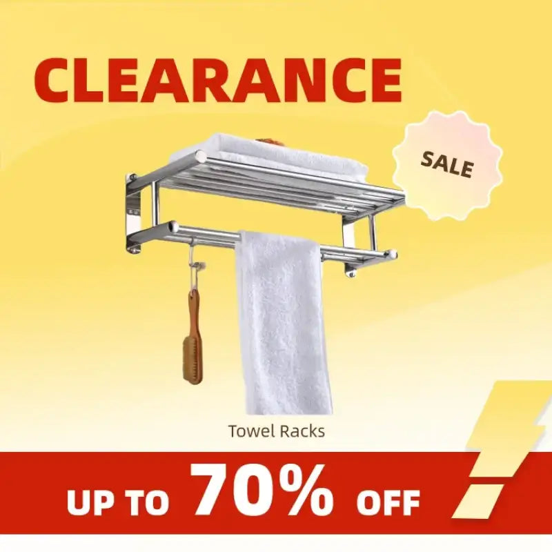 Clearance_Stainless Steel Bathroom Towel Holder Storage Organizer Shelf Wall Mounted Towel Rack Home Hotel Wall Shelf