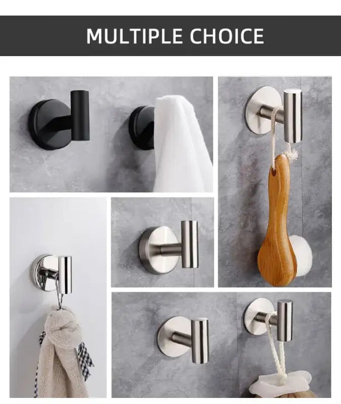 Stainless Steel Robe Hook Adhesive Wall Hook Towel Hook for Bathroom Kitchen Garage Heavy Duty Wall Mounted Kitchen
