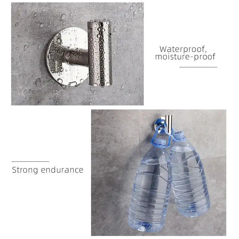 Stainless Steel Robe Hook Adhesive Wall Hook Towel Hook for Bathroom Kitchen Garage Heavy Duty Wall Mounted Kitchen
