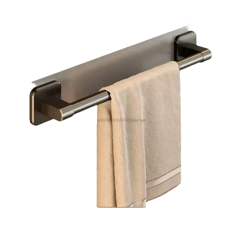 Black towel bar with dimensions.