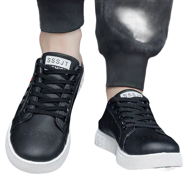 Black and white sneakers.