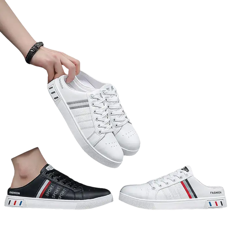 Fashionable slip-on sneakers.