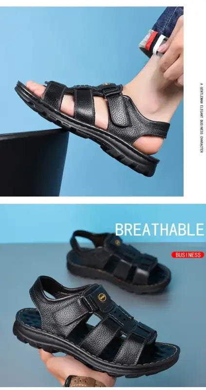 Genuine Leather Shoes for Men Summer New Men Sandals Luxury High Quality Cowhide Beach Shoes Outdoor Anti Slip Men